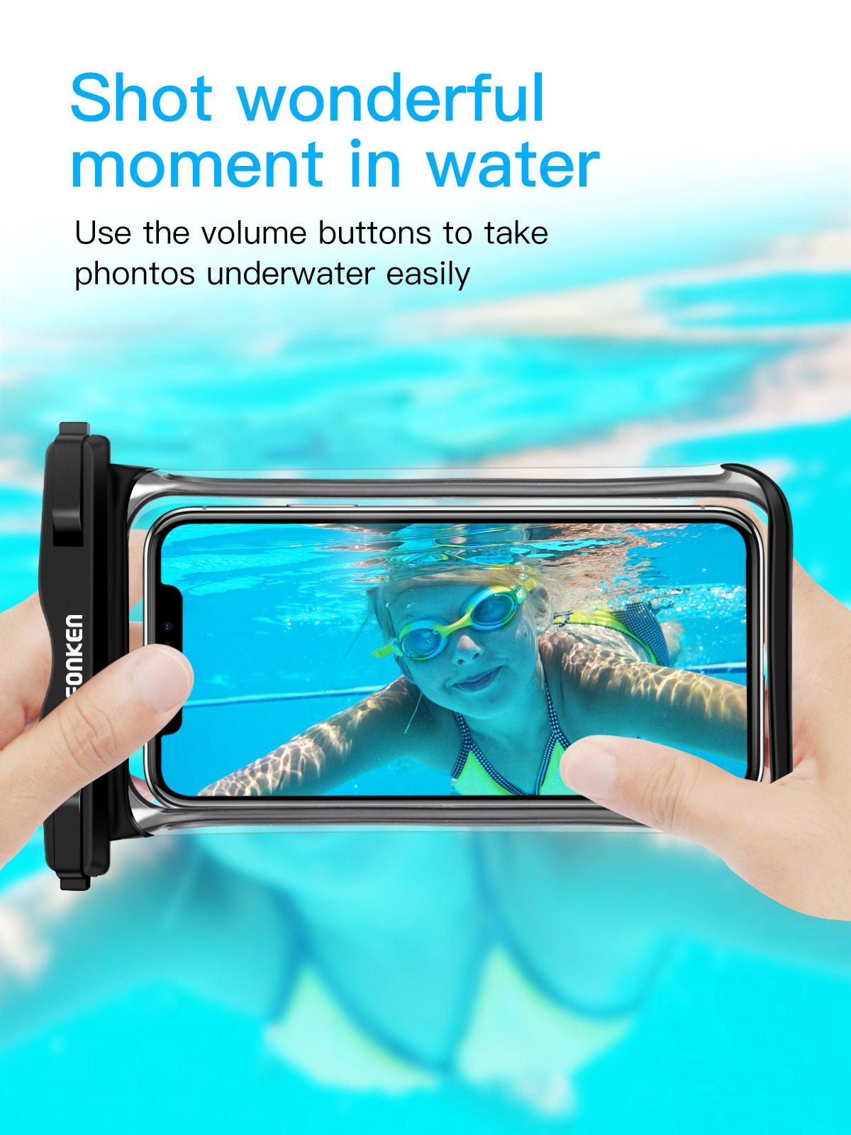 Black White Full View Waterproof Case for Phone Underwater Snow Transparent Swimming Pouch Big Mobile Phone Covers Waterproof Mobile Phone Case Underwater Waterproof Iphone Case Stevvex