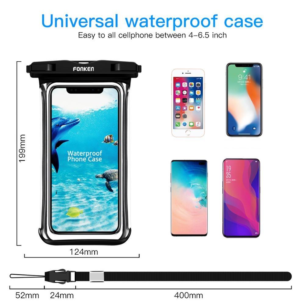 Black White Full View Waterproof Case for Phone Underwater Snow Transparent Swimming Pouch Big Mobile Phone Covers Waterproof Mobile Phone Case Underwater Waterproof Iphone Case Stevvex