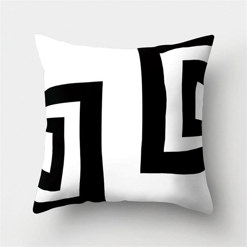 Black White Geometric Cushion Cover Pillowcase Sofa Cushions Decorative Pillow Covers Stripe Pattern Throw Pillow Case Daily Decorations Sofa Throw Pillow Case Cushion Covers Pillowcase Polyester Home Decor Pillow Cases 45x45CM Stevvex