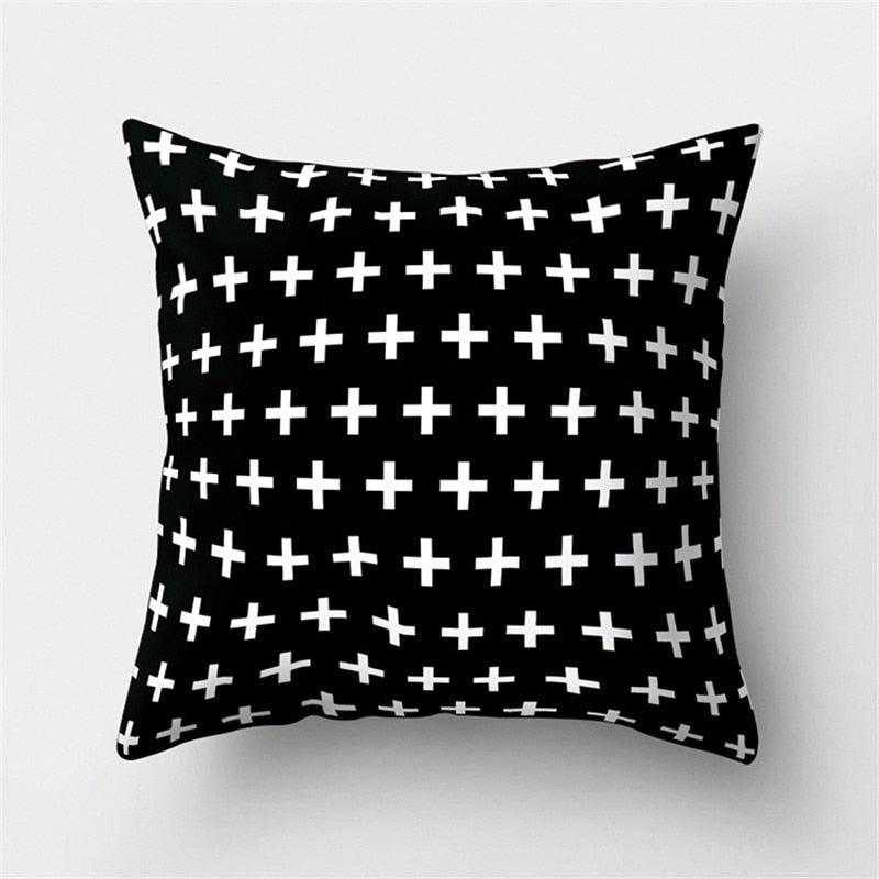 Black White Geometric Cushion Cover Pillowcase Sofa Cushions Decorative Pillow Covers Stripe Pattern Throw Pillow Case Daily Decorations Sofa Throw Pillow Case Cushion Covers Pillowcase Polyester Home Decor Pillow Cases 45x45CM Stevvex