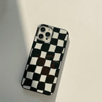 Black White Luxury Checkerboard Soft Phone Case For iPhone 14 13 12 11 Pro Max Mini X XR 7 8 Plus XS Shockproof Protective Cover Unisex Modern Phone Case Elegant Design Stevvex