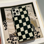 Black White Luxury Checkerboard Soft Phone Case For iPhone 14 13 12 11 Pro Max Mini X XR 7 8 Plus XS Shockproof Protective Cover Unisex Modern Phone Case Elegant Design Stevvex