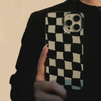 Black White Luxury Checkerboard Soft Phone Case For iPhone 14 13 12 11 Pro Max Mini X XR 7 8 Plus XS Shockproof Protective Cover Unisex Modern Phone Case Elegant Design Stevvex