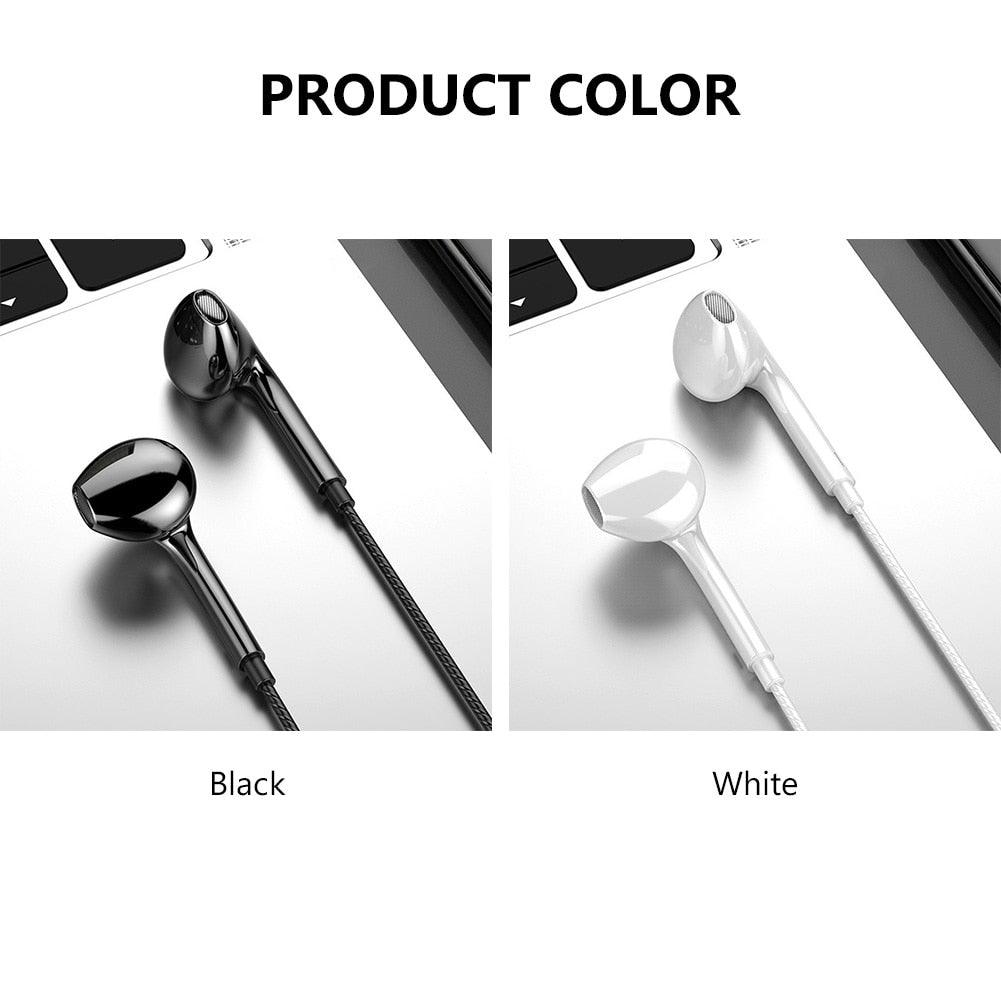 Black White Sport Earbuds Wired Headphones With Bass Mobile Phone Earphone Wire Stereo Headset Mic Music Earphones Wired Earbuds Noise Isolating in-Ear Headphones Earphones with Mic Volume Control 3.5mm Plug for Sports Workout Compatible Stevvex