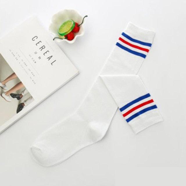 Black White Striped Long Over Knee Thigh High Cotton Socks Over The Knee Stockings For Ladies Warm Knee Socks for Women Stevvex