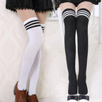 Black White Striped Long Over Knee Thigh High Cotton Socks Over The Knee Stockings For Ladies Warm Knee Socks for Women Stevvex