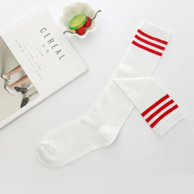 Black White Striped Long Over Knee Thigh High Cotton Socks Over The Knee Stockings For Ladies Warm Knee Socks for Women Stevvex