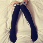 Black White Striped Long Over Knee Thigh High Cotton Socks Over The Knee Stockings For Ladies Warm Knee Socks for Women Stevvex
