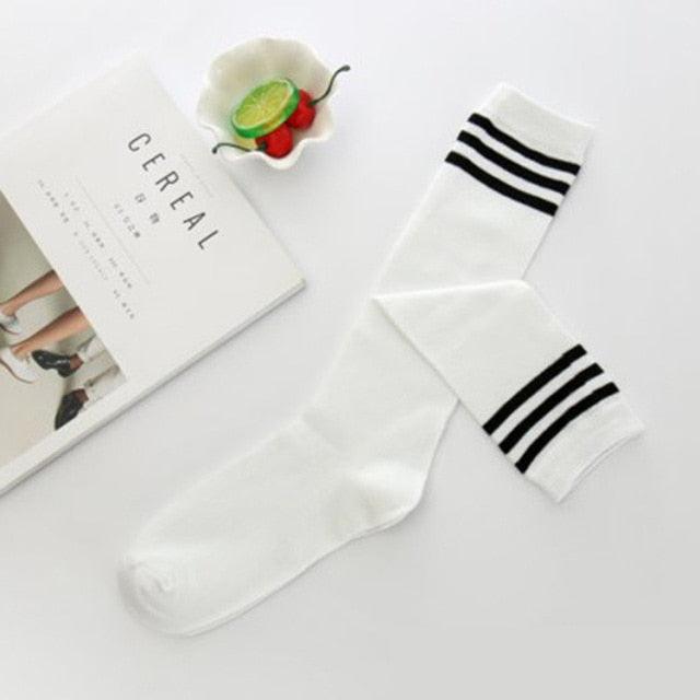 Black White Striped Long Over Knee Thigh High Cotton Socks Over The Knee Stockings For Ladies Warm Knee Socks for Women Stevvex