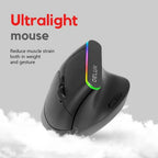 Black Wireless Ergonomic Mouse Vertical 1600 DPI Button Gaming Mouse RGB Optical USB Mice For PC And Laptop 2.4Ghz Stevvex