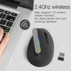 Black Wireless Ergonomic Mouse Vertical 1600 DPI Button Gaming Mouse RGB Optical USB Mice For PC And Laptop 2.4Ghz Stevvex