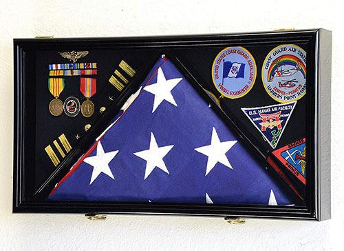 Large Flag & Medals Military Pins Patches Insignia Holds 5x9 Flag The Military Gift Store