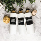 32oz White Plastic Refillable Dispenser Bottles - Reusable Soap Lotion Pump BandsCo Straps