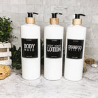 32oz White Plastic Refillable Dispenser Bottles - Reusable Soap Lotion Pump BandsCo Straps
