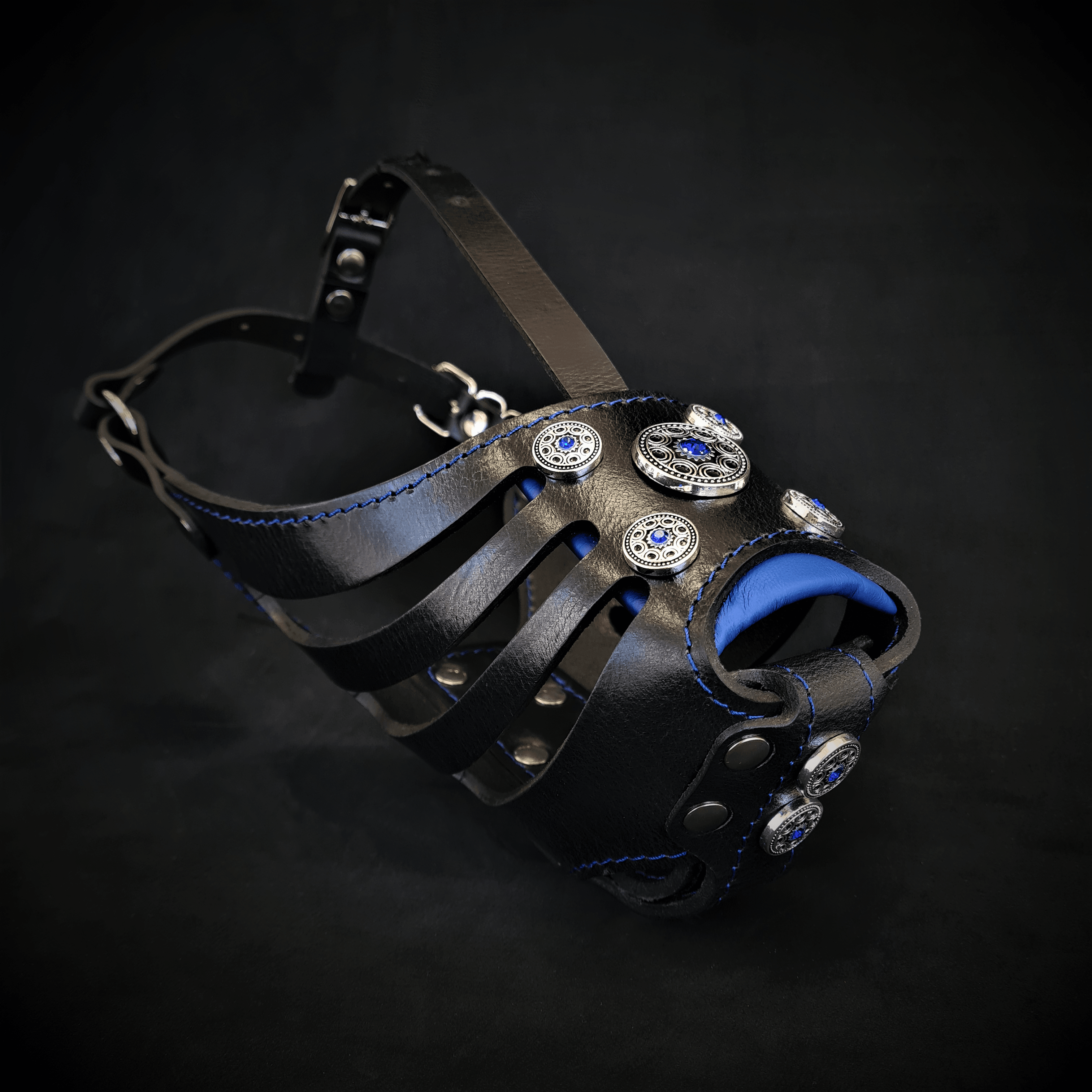 The ''Bijou'' Basket Muzzle Black & Blue - SJB-DIAMOND ELITES