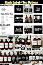16oz Amber Glass Boston Round Soap Refill Bottle Black Label Set BandsCo Straps