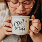 Pretty Hot Mess 14.5oz Ceramic Coffee Mug Funny Hot Mess Quote Cup For Home Office And Travel BandsCo Straps