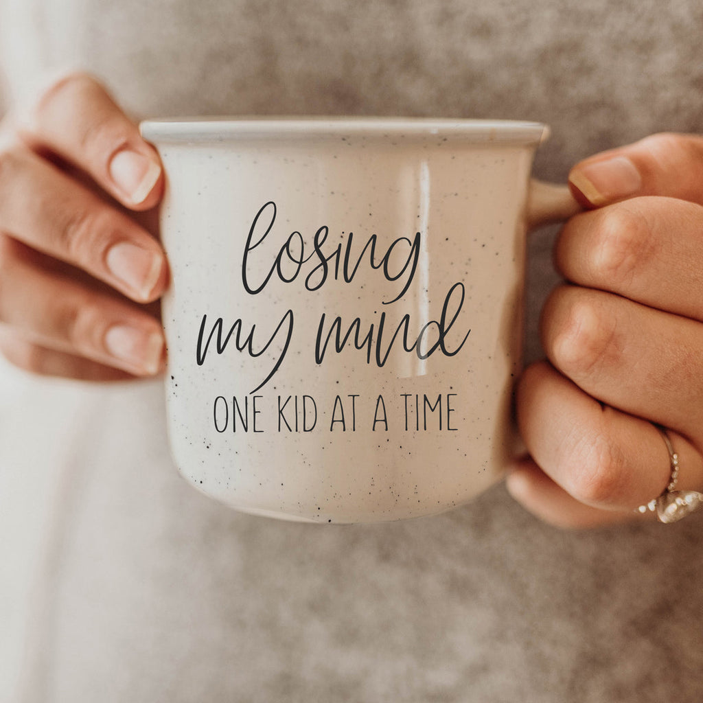 Funny Parent Coffee Mug 14.5oz Losing My Mind One Kid At A Time Ceramic BandsCo Straps