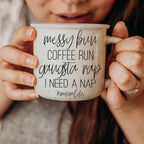 Messy Bun Coffee Run 14.5oz Ceramic Campfire Mug Double-Sided Speckled BandsCo Straps