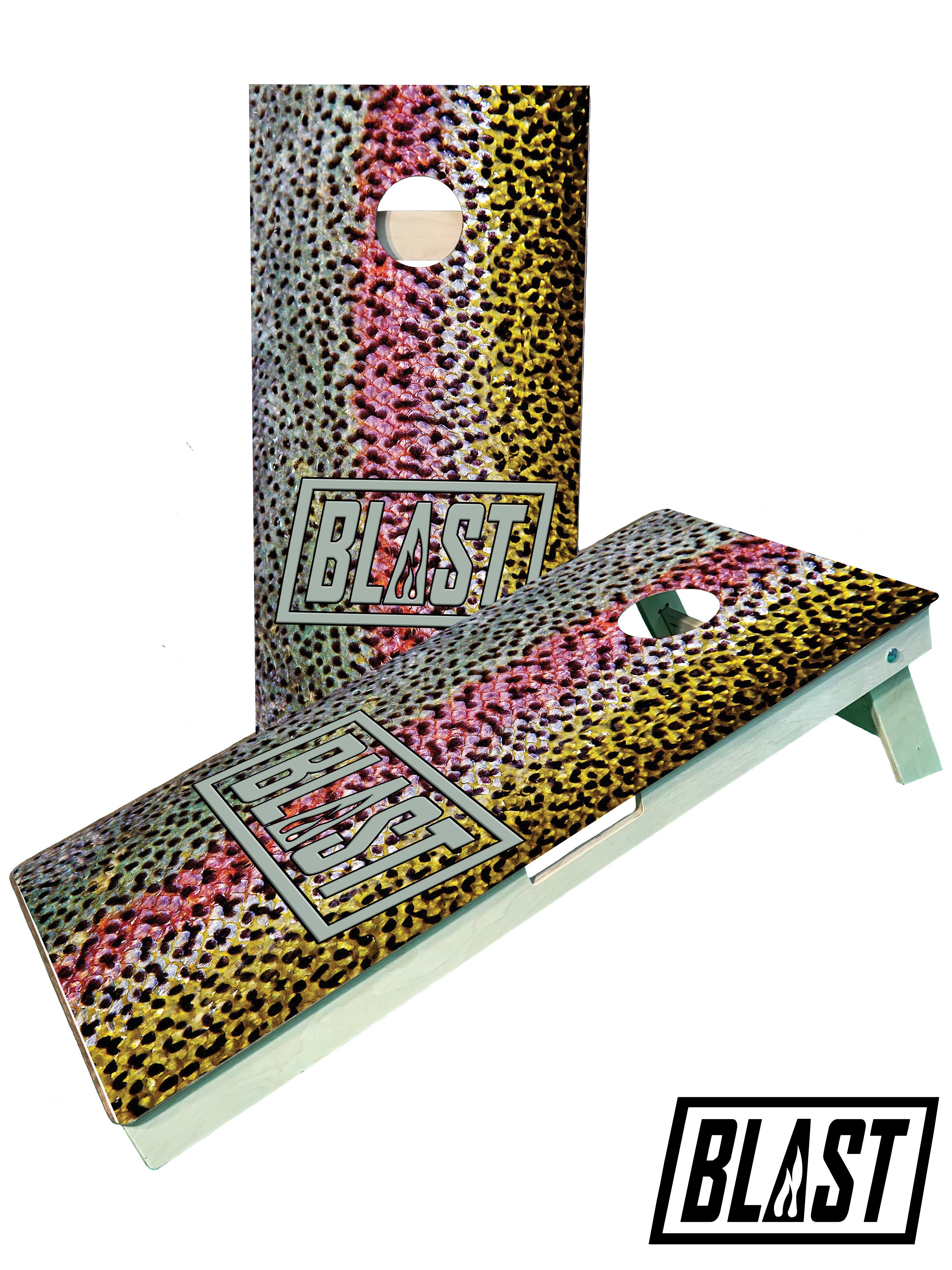 Blast Logo- Rainbow Trout Fishing Cornhole Boards - SJB-DIAMOND ELITES