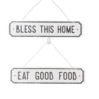 Farmhouse Wood Wall Sign Bless This Home Eat Good Food Rustic Hanging Plaque BandsCo Straps