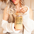 Bless Your Heart 20oz Glass Tumbler With Bamboo Lid - Sassy Coffee Cup BandsCo Straps