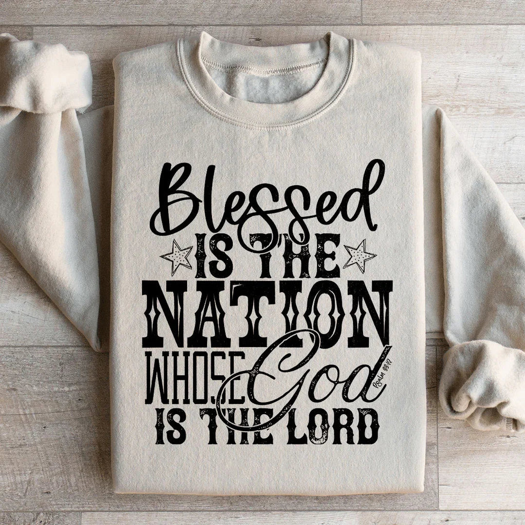Blessed Is The Nation Whose God Is The Lord Sweatshirt Peachy Sunday