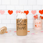 Bless Your Heart 20oz Glass Tumbler With Bamboo Lid - Sassy Coffee Cup BandsCo Straps