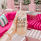 Bless Your Heart 20oz Glass Tumbler With Bamboo Lid - Sassy Coffee Cup BandsCo Straps