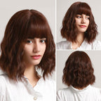 Blonde White Black Ombre Bob Synthetic Wigs for Women Straight Hair Wigs Cosplay Party Wig with bangs Heat Resistant Wigs For Black Women Cosplay Wigs For Women Stevvex