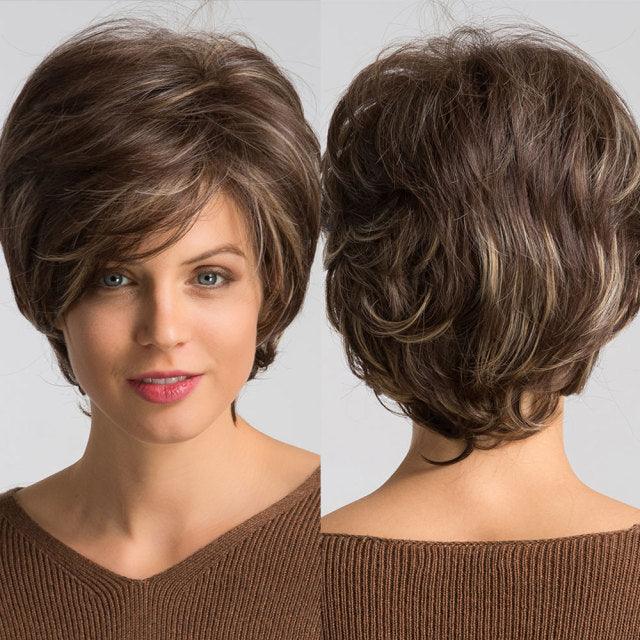 Blonde White Black Ombre Bob Synthetic Wigs for Women Straight Hair Wigs Cosplay Party Wig with bangs Heat Resistant Wigs For Black Women Cosplay Wigs For Women Stevvex