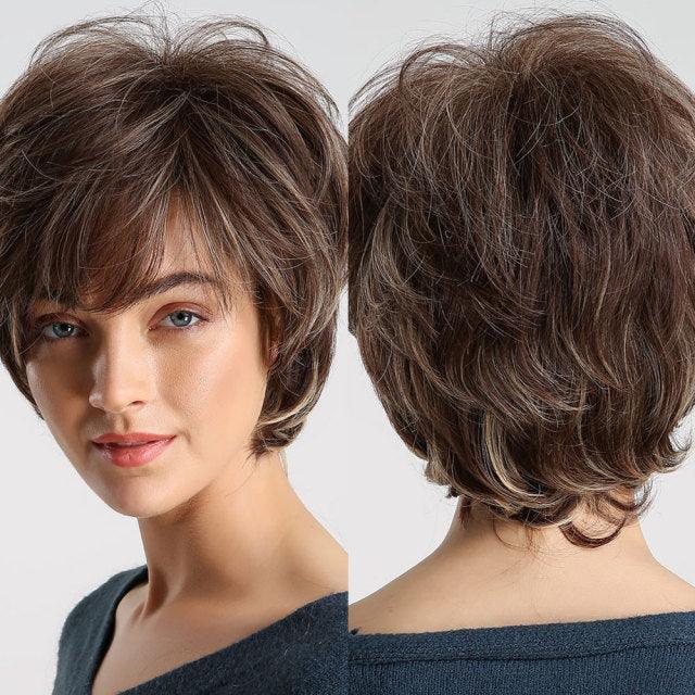 Blonde White Black Ombre Bob Synthetic Wigs for Women Straight Hair Wigs Cosplay Party Wig with bangs Heat Resistant Wigs For Black Women Cosplay Wigs For Women Stevvex