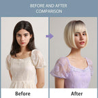 Blonde White Black Ombre Bob Synthetic Wigs for Women Straight Hair Wigs Cosplay Party Wig with bangs Heat Resistant Wigs For Black Women Cosplay Wigs For Women Stevvex