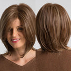 Blonde White Black Ombre Bob Synthetic Wigs for Women Straight Hair Wigs Cosplay Party Wig with bangs Heat Resistant Wigs For Black Women Cosplay Wigs For Women Stevvex