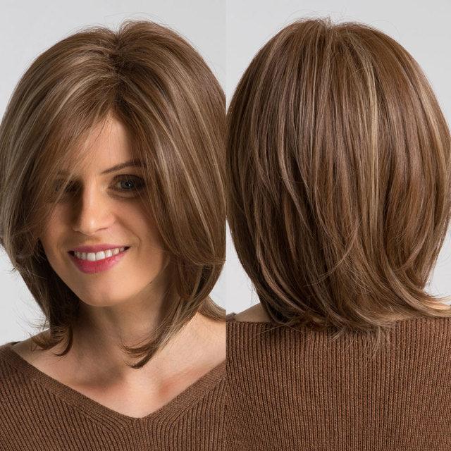 Blonde White Black Ombre Bob Synthetic Wigs for Women Straight Hair Wigs Cosplay Party Wig with bangs Heat Resistant Wigs For Black Women Cosplay Wigs For Women Stevvex