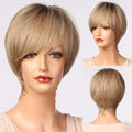 Blonde White Black Ombre Bob Synthetic Wigs for Women Straight Hair Wigs Cosplay Party Wig with bangs Heat Resistant Wigs For Black Women Cosplay Wigs For Women Stevvex