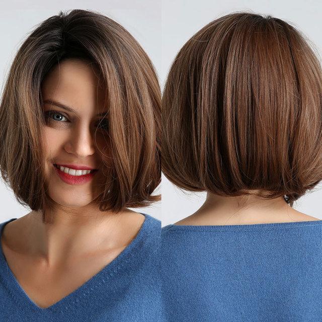 Blonde White Black Ombre Bob Synthetic Wigs for Women Straight Hair Wigs Cosplay Party Wig with bangs Heat Resistant Wigs For Black Women Cosplay Wigs For Women Stevvex