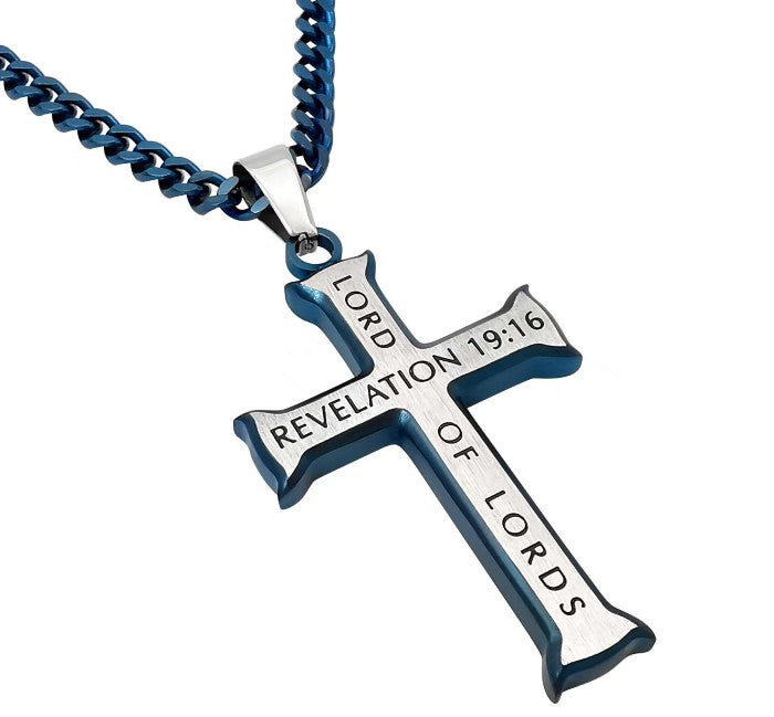 Blue Iron Cross Necklace KingdomWear