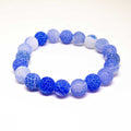 Blue Agate Beaded Bracelet Natural Stone Stretch Jewelry