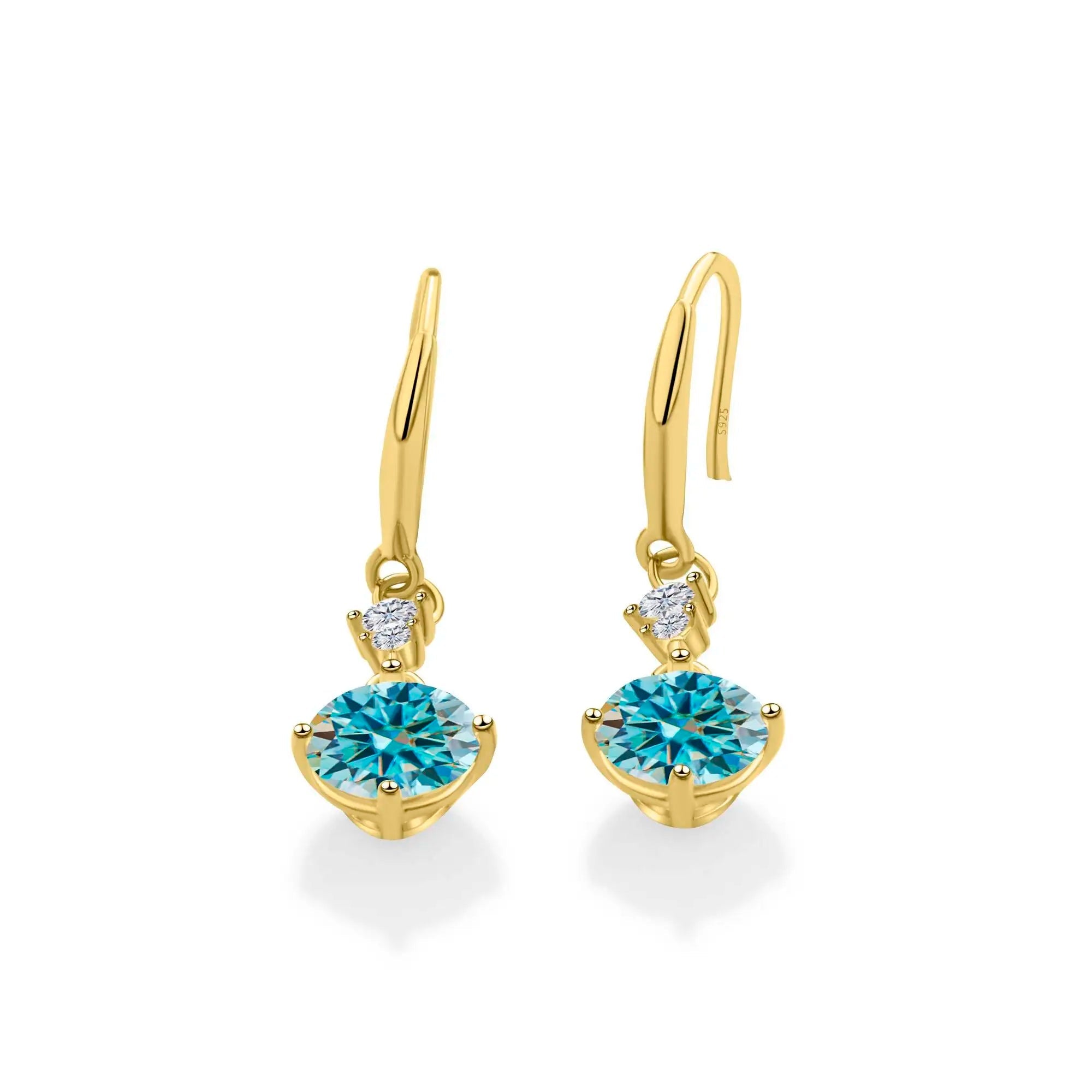 Moissanite Earrings 925 Sterling Silver White Gold Plated Hypoallergenic Studs BandsCo Straps