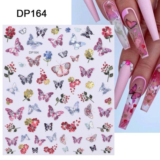 Blue Butterfly 3D Nail Stickers Flowers Leaves Self Adhesive Transfer Sliders Wraps Manicures Foils Decorations Decoration Tattoo Manicure Transfer Nail Decals Flowers Butterfly Designs Nails Supply Manicure Tips Design Nail Decoration Stevvex