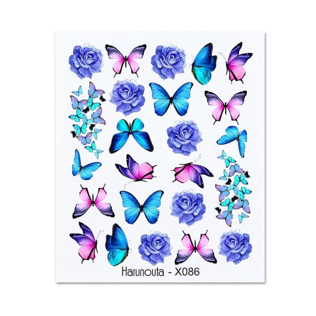 Blue Butterfly 3D Nail Stickers Flowers Leaves Self Adhesive Transfer Sliders Wraps Manicures Foils Decorations Decoration Tattoo Manicure Transfer Nail Decals Flowers Butterfly Designs Nails Supply Manicure Tips Design Nail Decoration Stevvex