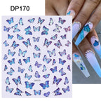 Blue Butterfly 3D Nail Stickers Flowers Leaves Self Adhesive Transfer Sliders Wraps Manicures Foils Decorations Decoration Tattoo Manicure Transfer Nail Decals Flowers Butterfly Designs Nails Supply Manicure Tips Design Nail Decoration Stevvex