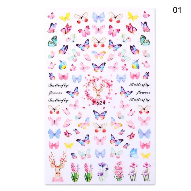 Blue Butterfly 3D Nail Stickers Flowers Leaves Self Adhesive Transfer Sliders Wraps Manicures Foils Decorations Decoration Tattoo Manicure Transfer Nail Decals Flowers Butterfly Designs Nails Supply Manicure Tips Design Nail Decoration Stevvex