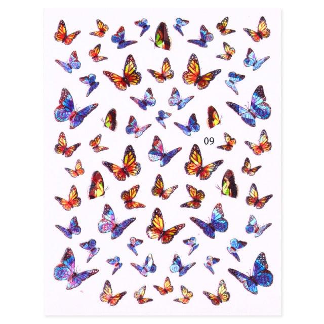 Blue Butterfly 3D Nail Stickers Flowers Leaves Self Adhesive Transfer Sliders Wraps Manicures Foils Decorations Decoration Tattoo Manicure Transfer Nail Decals Flowers Butterfly Designs Nails Supply Manicure Tips Design Nail Decoration Stevvex
