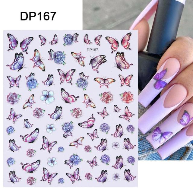 Blue Butterfly 3D Nail Stickers Flowers Leaves Self Adhesive Transfer Sliders Wraps Manicures Foils Decorations Decoration Tattoo Manicure Transfer Nail Decals Flowers Butterfly Designs Nails Supply Manicure Tips Design Nail Decoration Stevvex