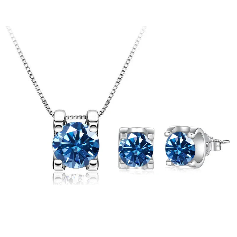 3ct D-Color Moissanite Necklace & Earrings Set Sterling Silver 925 Bridal Gift BandsCo Straps