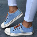 Blue Low-Cut Canvas Flat Shoes Women Casual Vulcanize Shoes New Women Summer Autumn Casual Slip On Canvas Comfortable Walking Flats Elegant Sneakers Stevvex