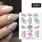 Blue Marble Water Decal Sticker Wave Line Flower Leaf Tree Summer Slider Decor For Manicuring Nail Art Watermarks Curve Graffiti Nail Design for Acrylic Nail Supplies Designer Nail Decorations for Women Girls Kids Stevvex