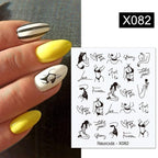 Blue Marble Water Decal Sticker Wave Line Flower Leaf Tree Summer Slider Decor For Manicuring Nail Art Watermarks Curve Graffiti Nail Design for Acrylic Nail Supplies Designer Nail Decorations for Women Girls Kids Stevvex